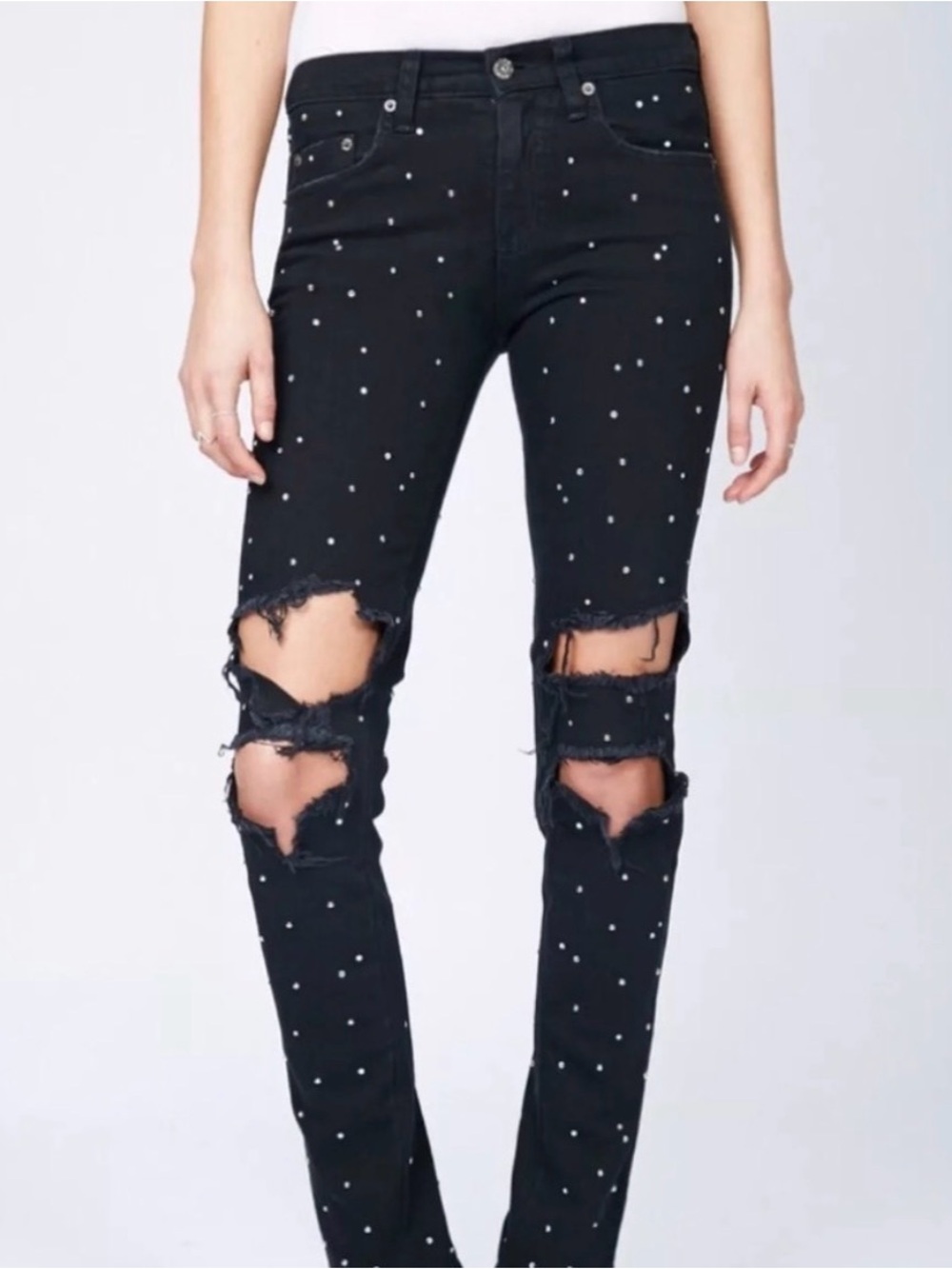 LF Carmar black Rhinestone denim jeans size 26 NWT Rare